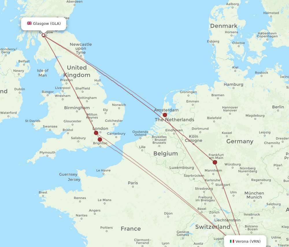 GLA to VRN flights and routes map