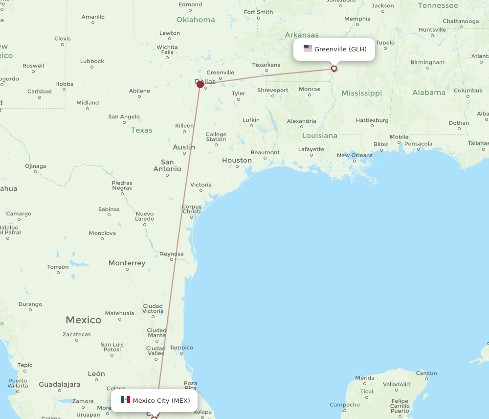 GLH-MEX flight routes