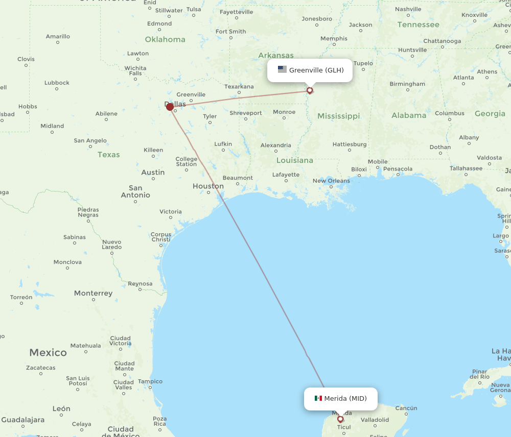 GLH to MID flights and routes map