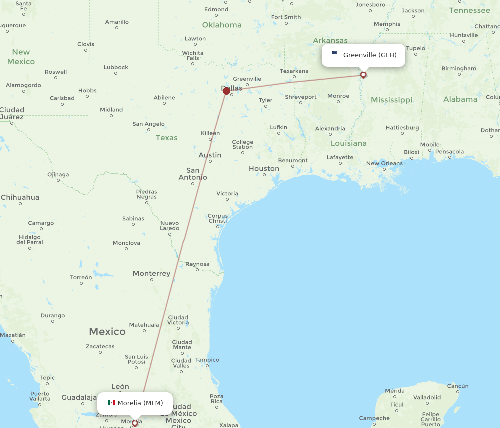 GLH-MLM flight routes