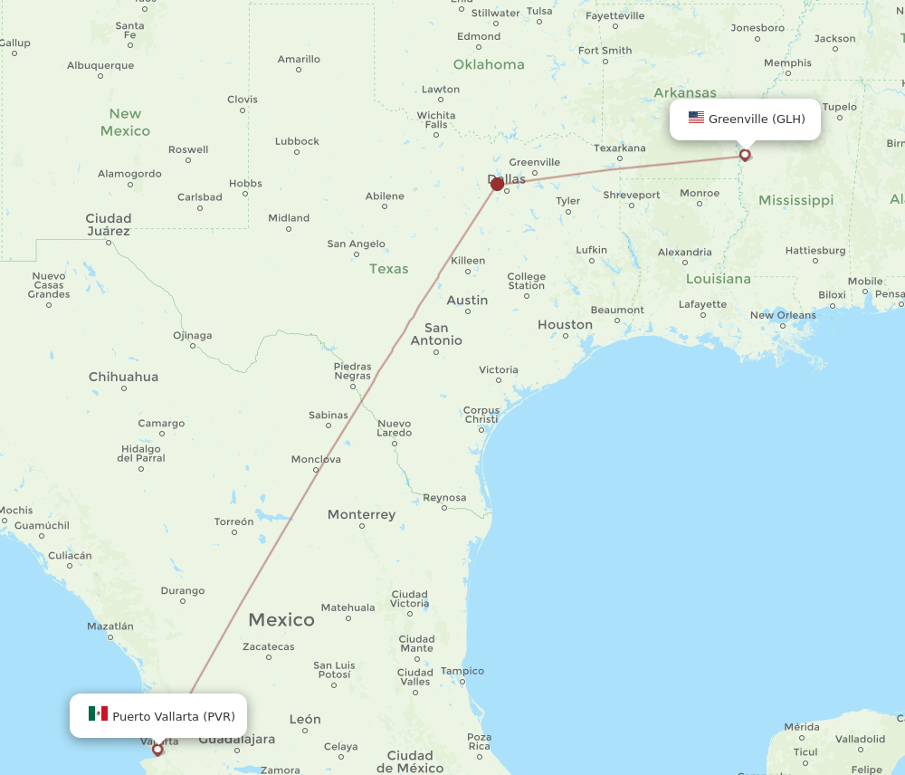 GLH-PVR flight routes