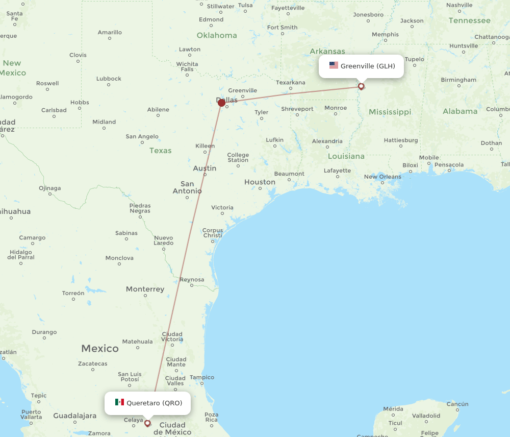 GLH to QRO flights and routes map