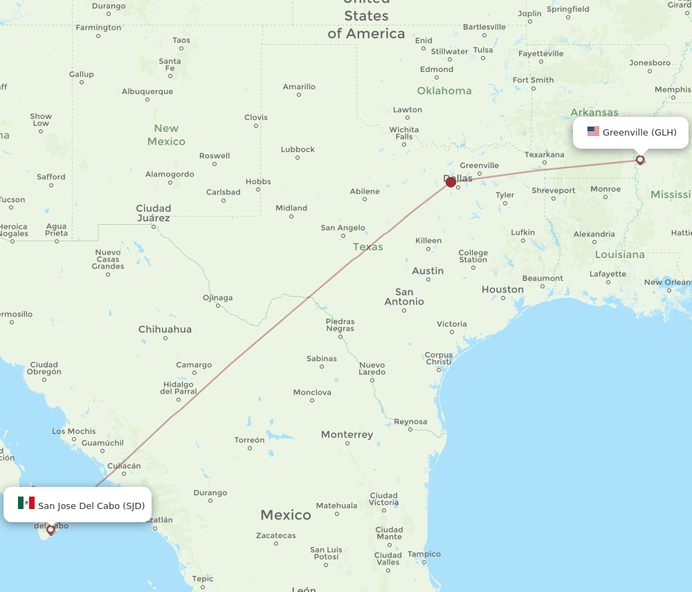 GLH-SJD flight routes
