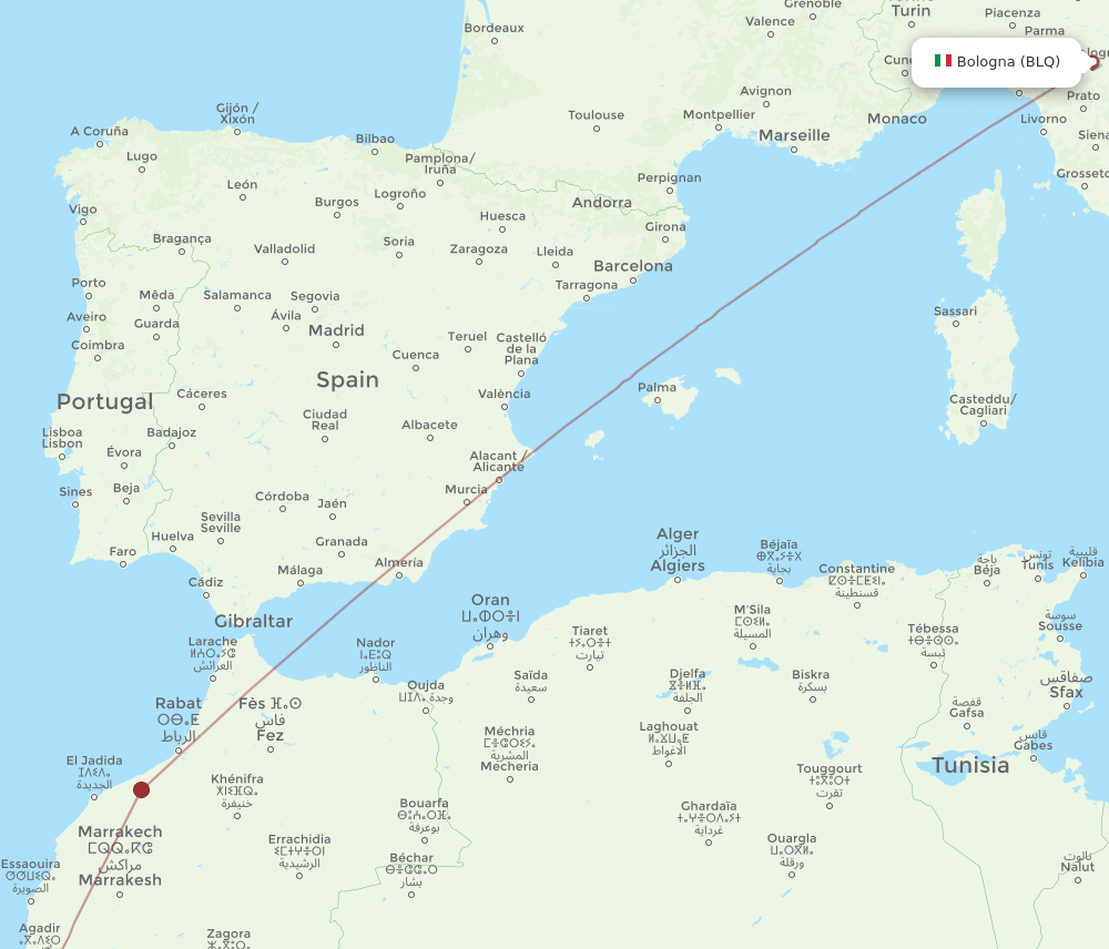 GLN-BLQ flight routes