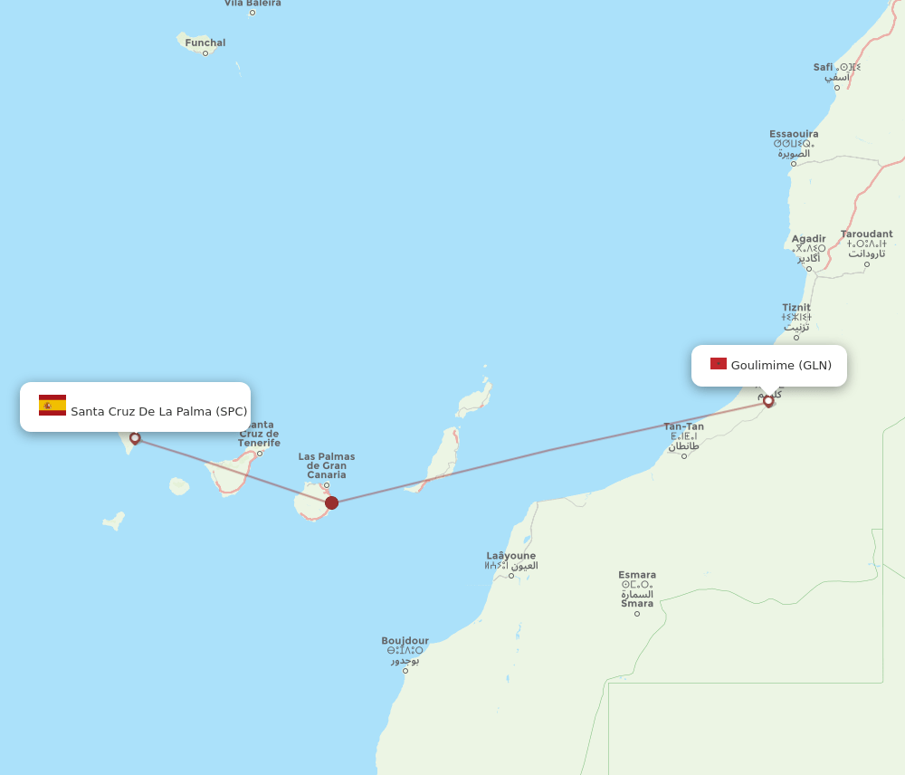 GLN to SPC flights and routes map