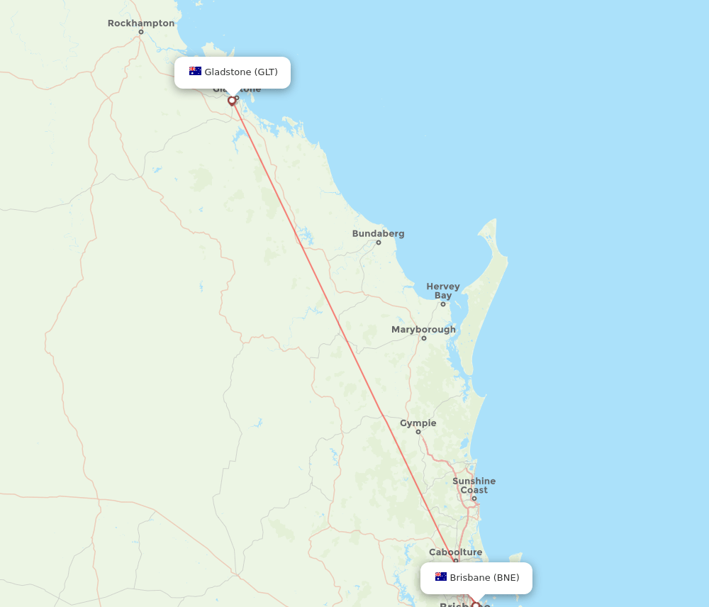 Gladstone - Brisbane route map and flight paths