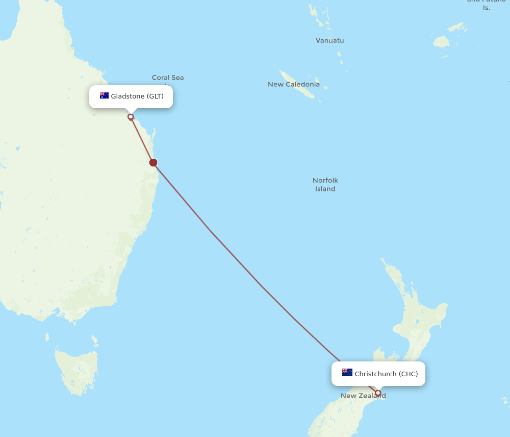 GLT to CHC flights and routes map