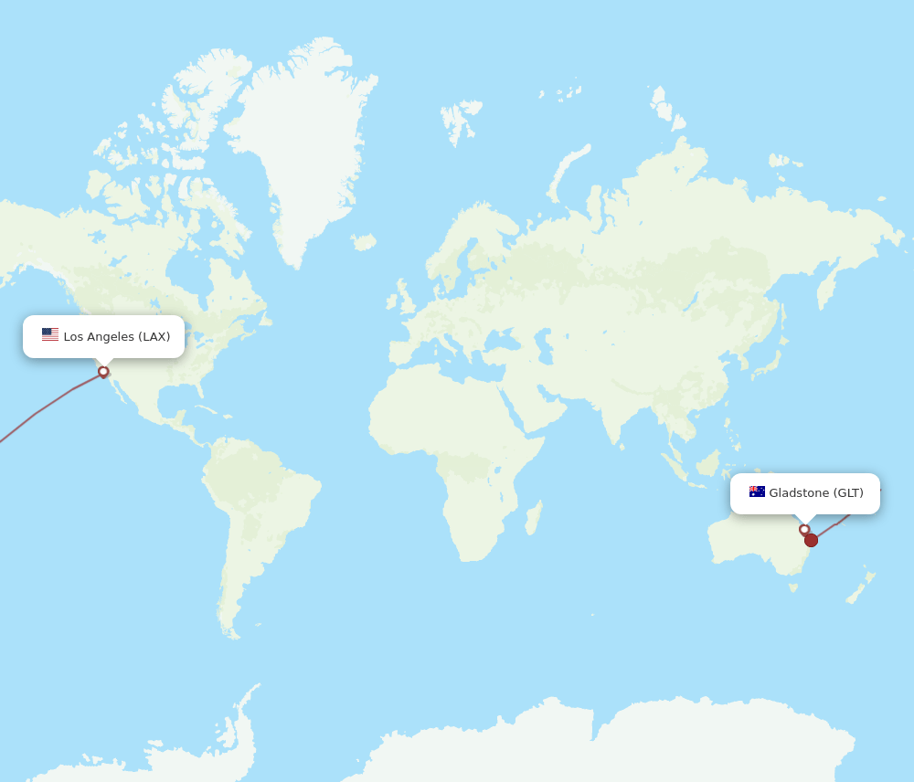 GLT-LAX flight routes