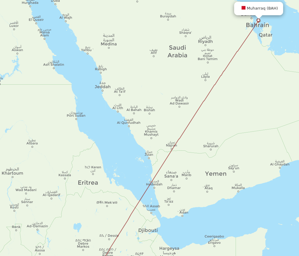 GMB to BAH flights and routes map