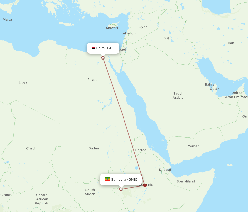 GMB-CAI flight routes