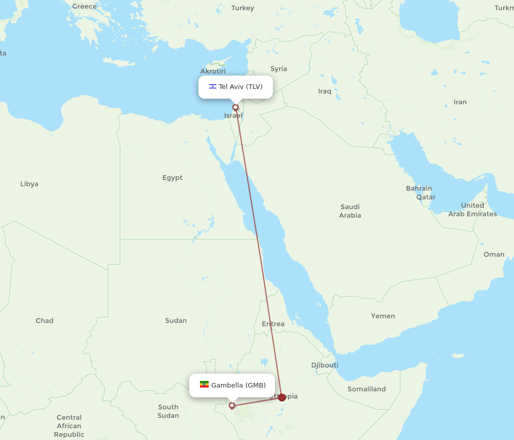 GMB-TLV flight routes
