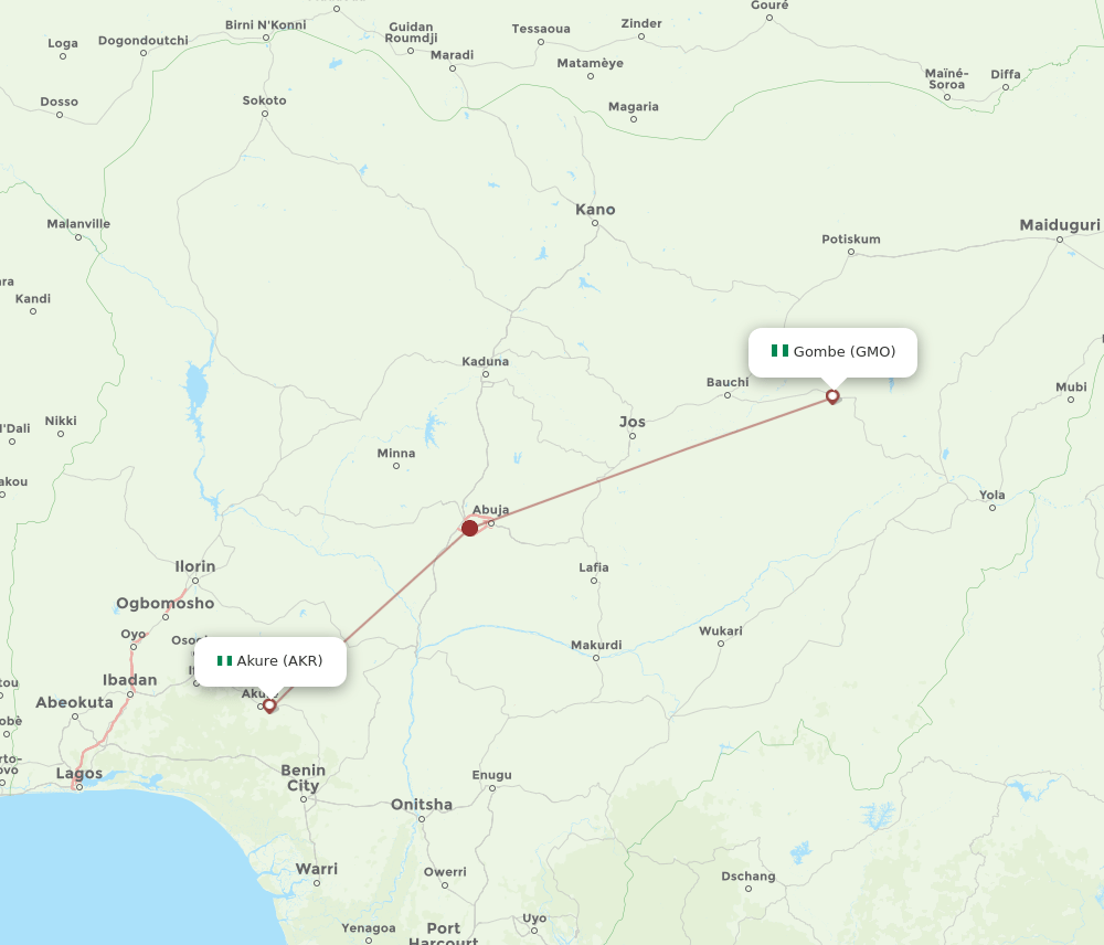 AKR to GMO flights and routes map