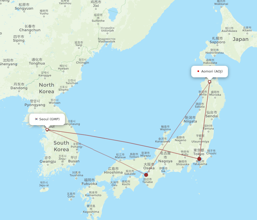 GMP-AOJ flight routes