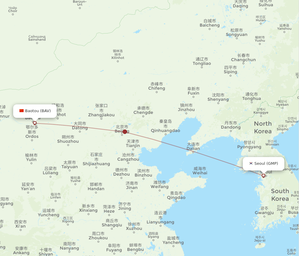 GMP-BAV flight routes
