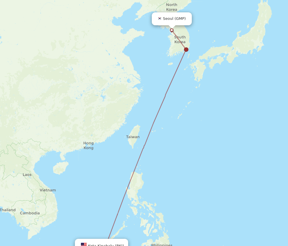 GMP to BKI flights and routes map