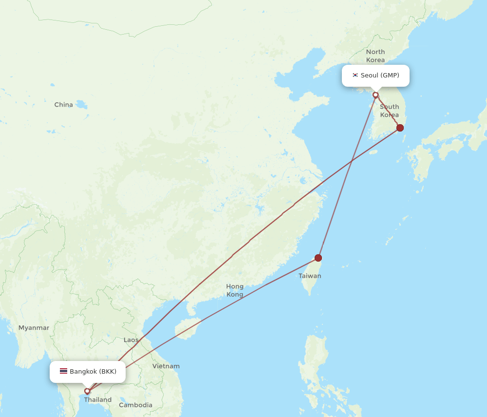 GMP-BKK flight routes