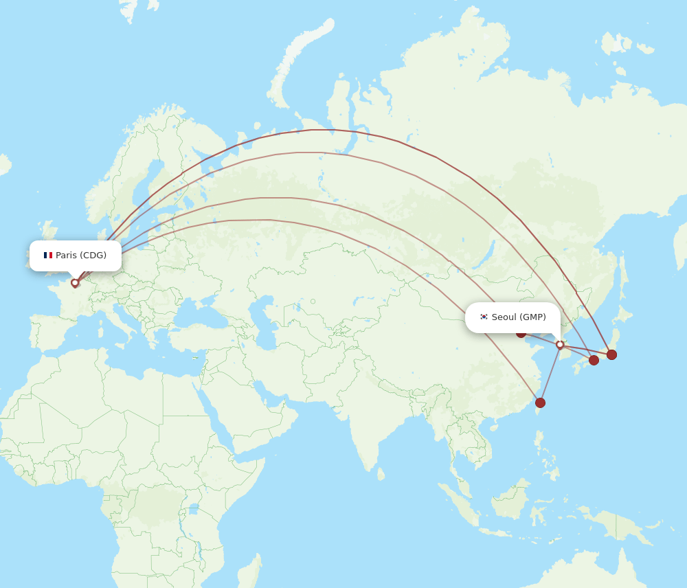 GMP-CDG flight routes
