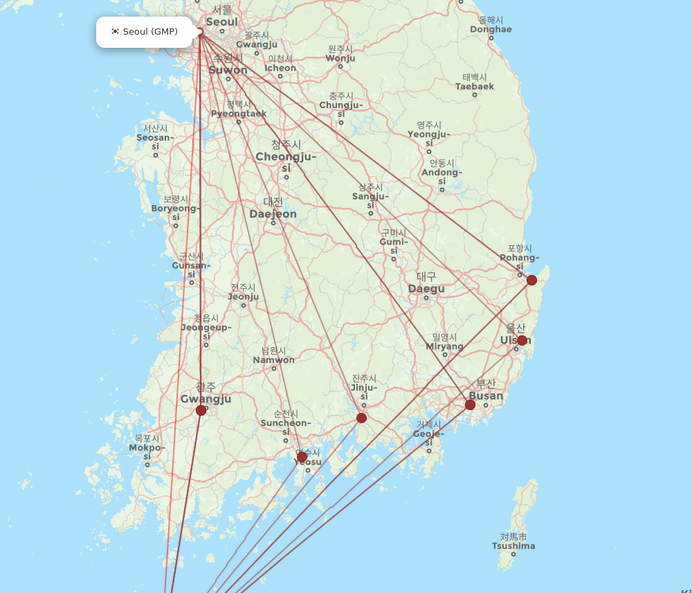 GMP to CJU flights and routes map