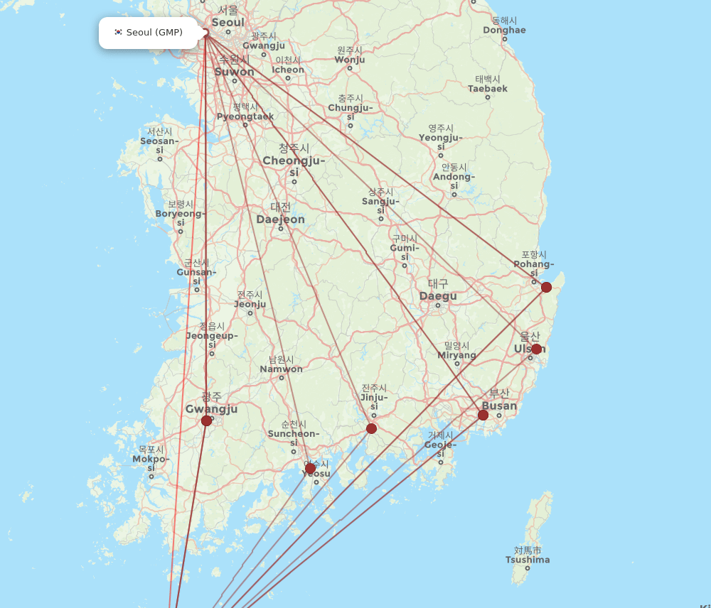 GMP-CJU flight routes