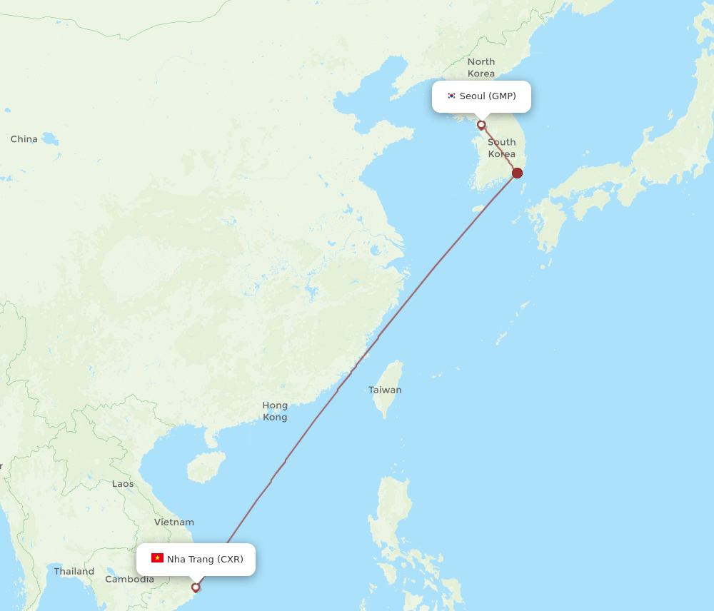 GMP to CXR flights and routes map