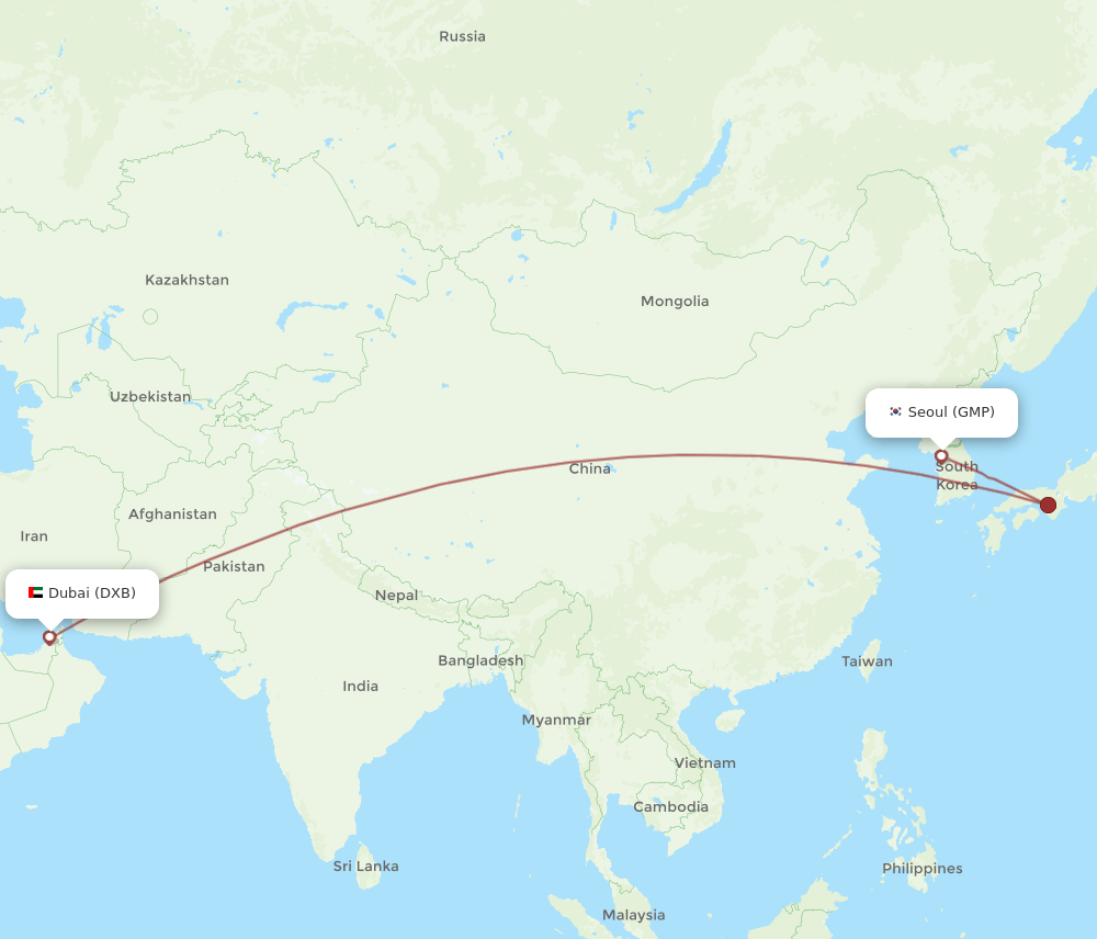 GMP-DXB flight routes