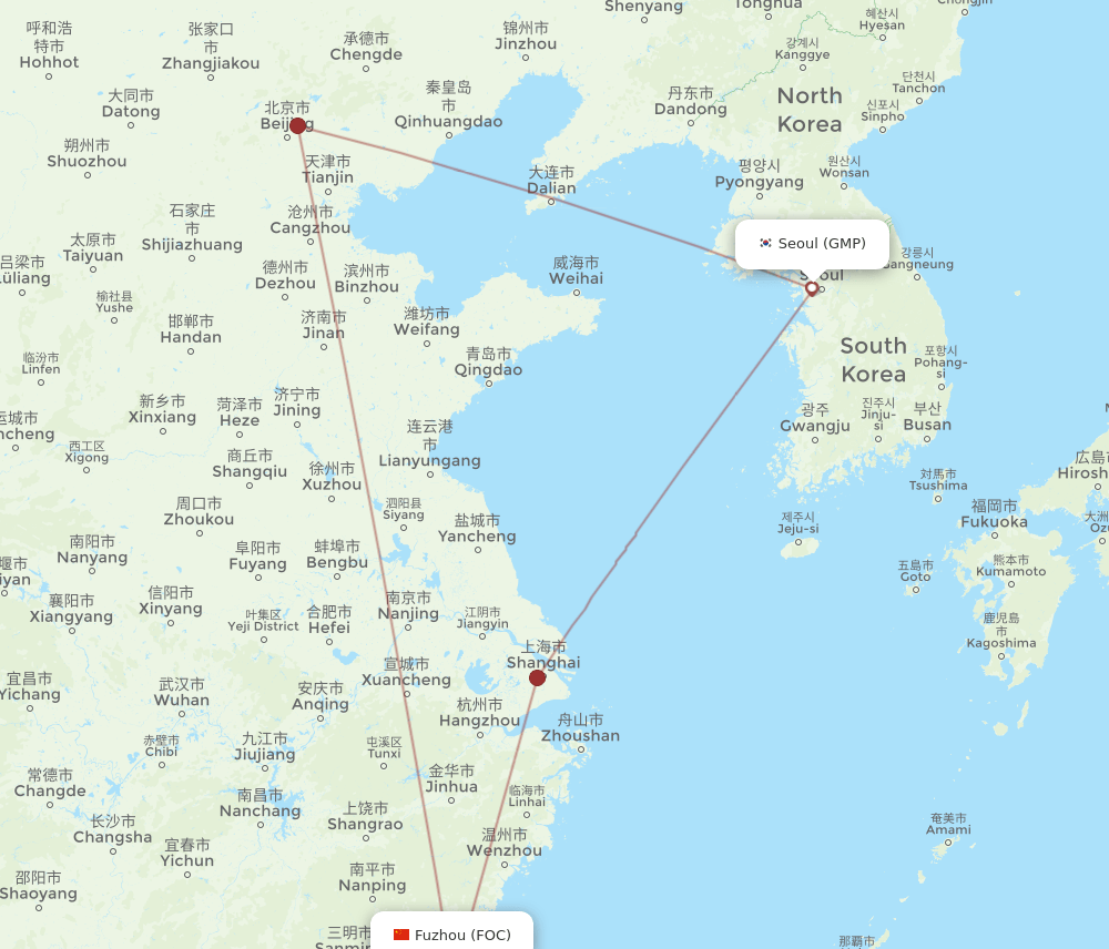 GMP to FOC flights and routes map