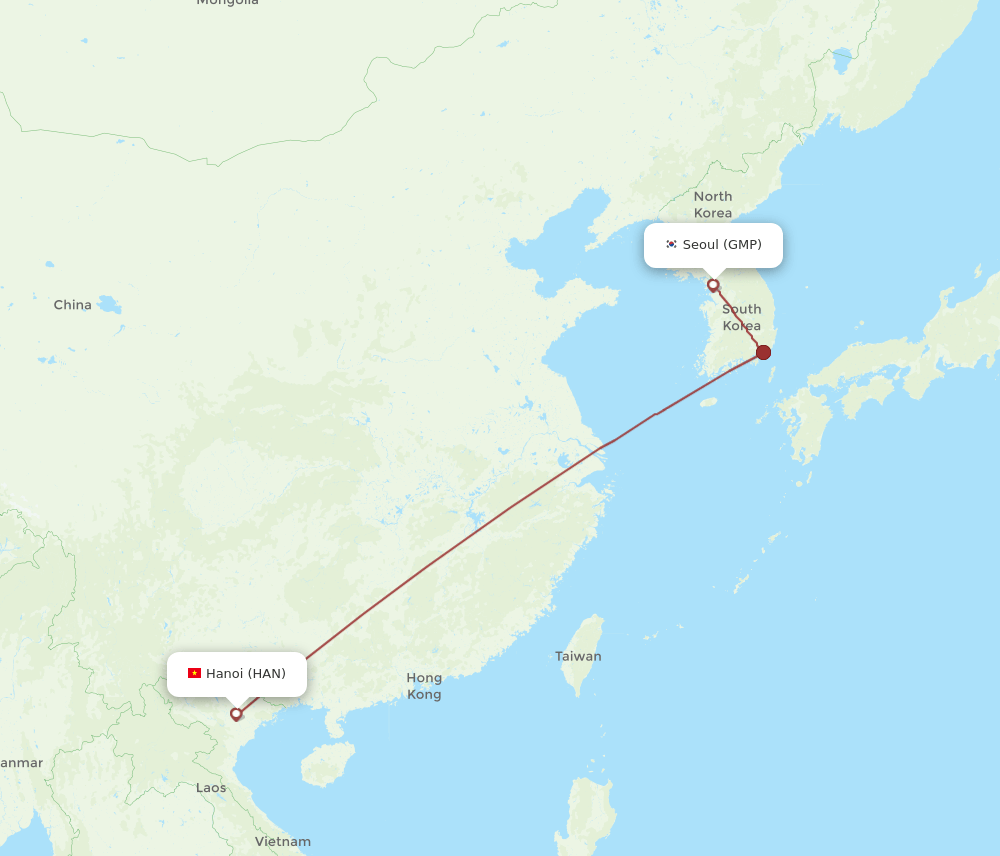 GMP-HAN flight routes