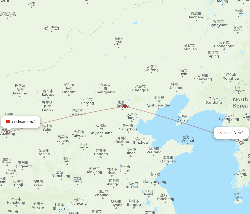 GMP to INC flights and routes map