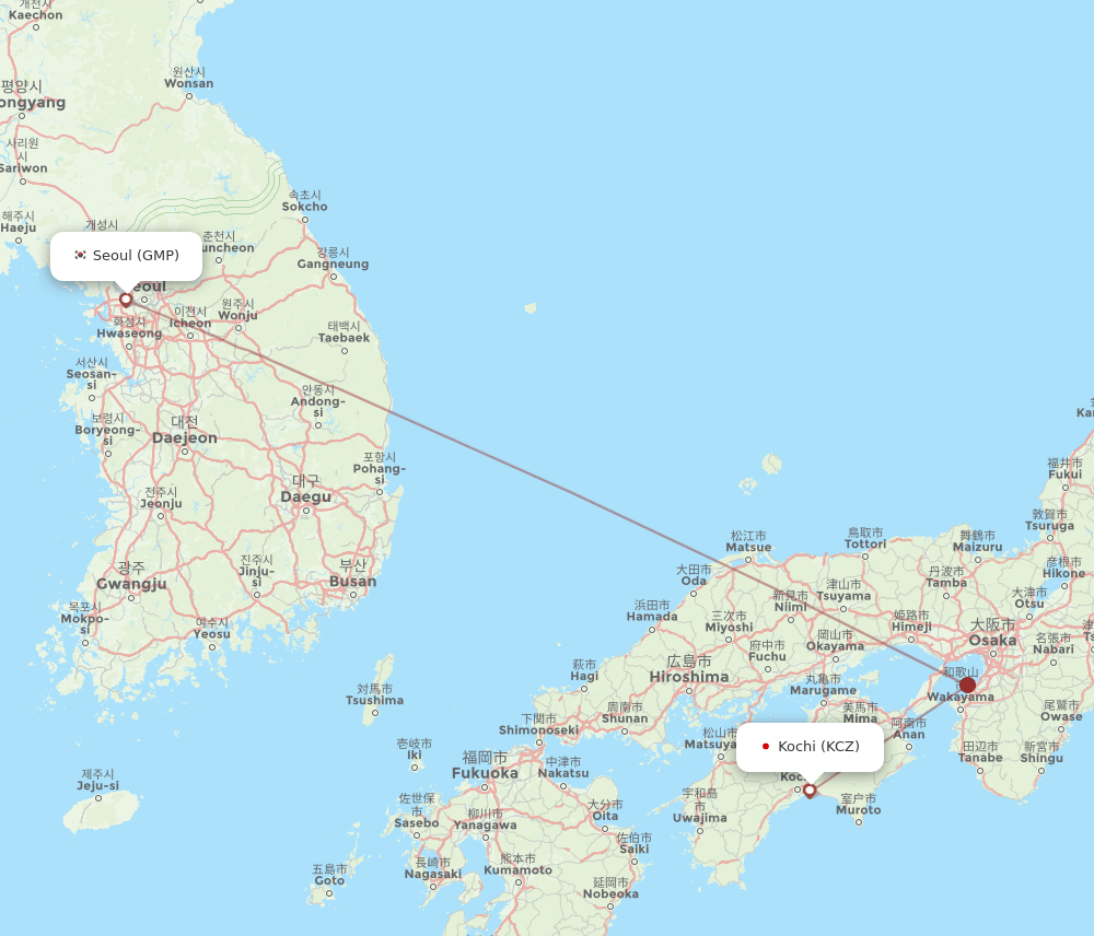 GMP-KCZ flight routes
