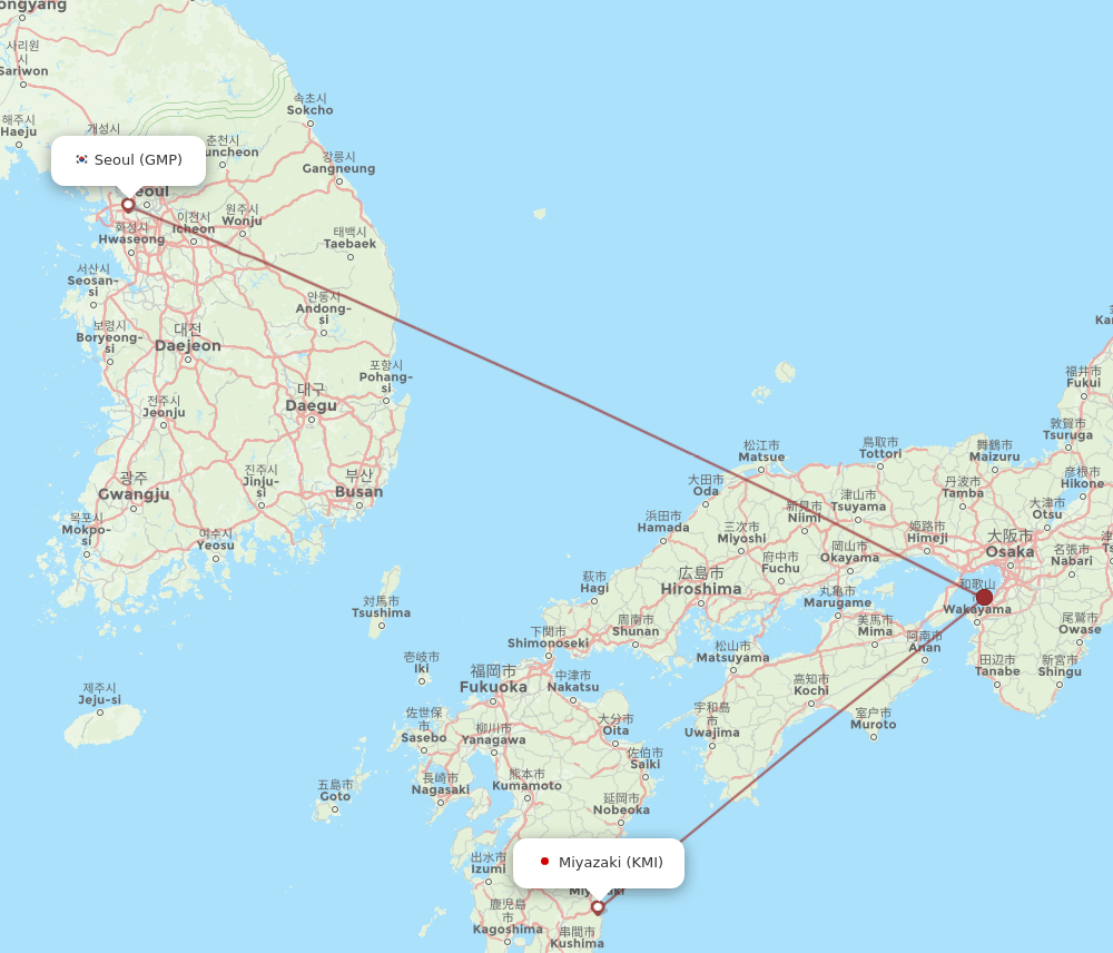 KMI to GMP flights and routes map