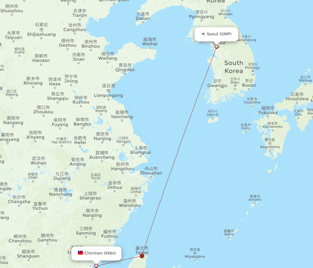 GMP-KNH flight routes