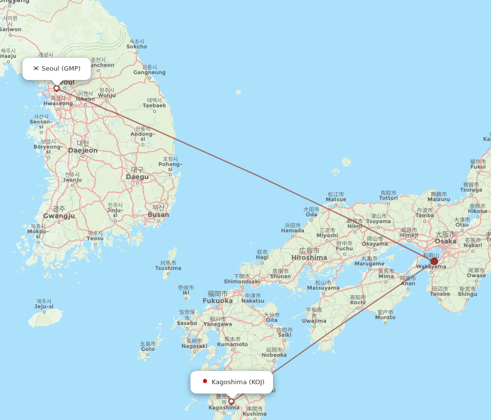 GMP-KOJ flight routes