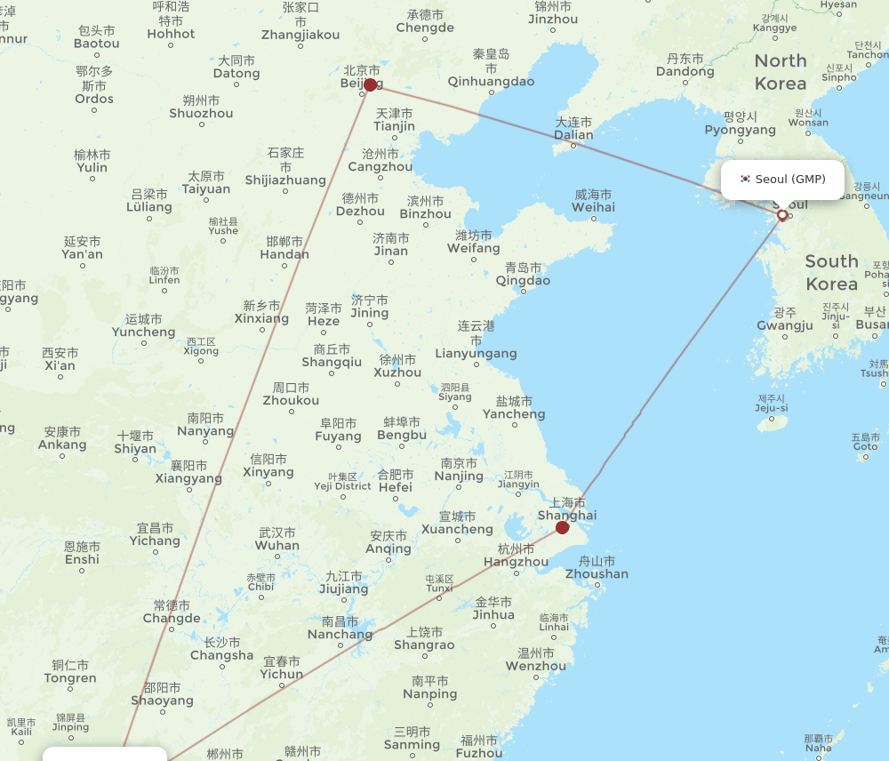 GMP to KWL flights and routes map