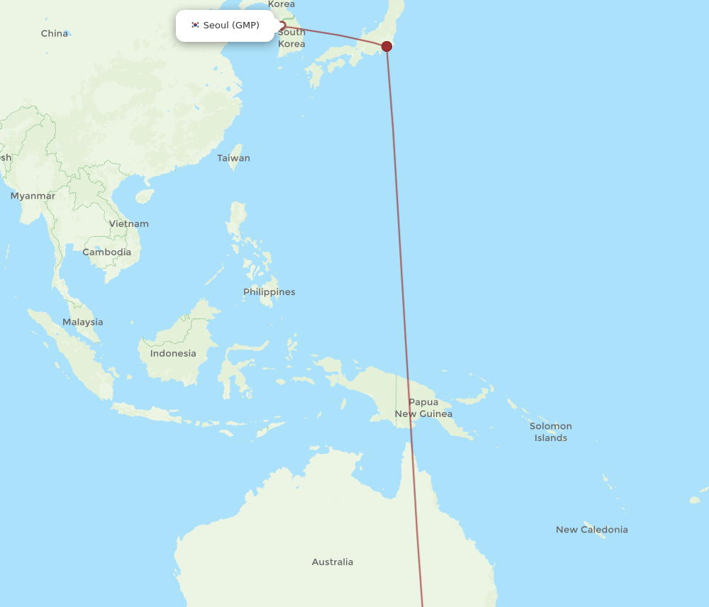 GMP-MEL flight routes