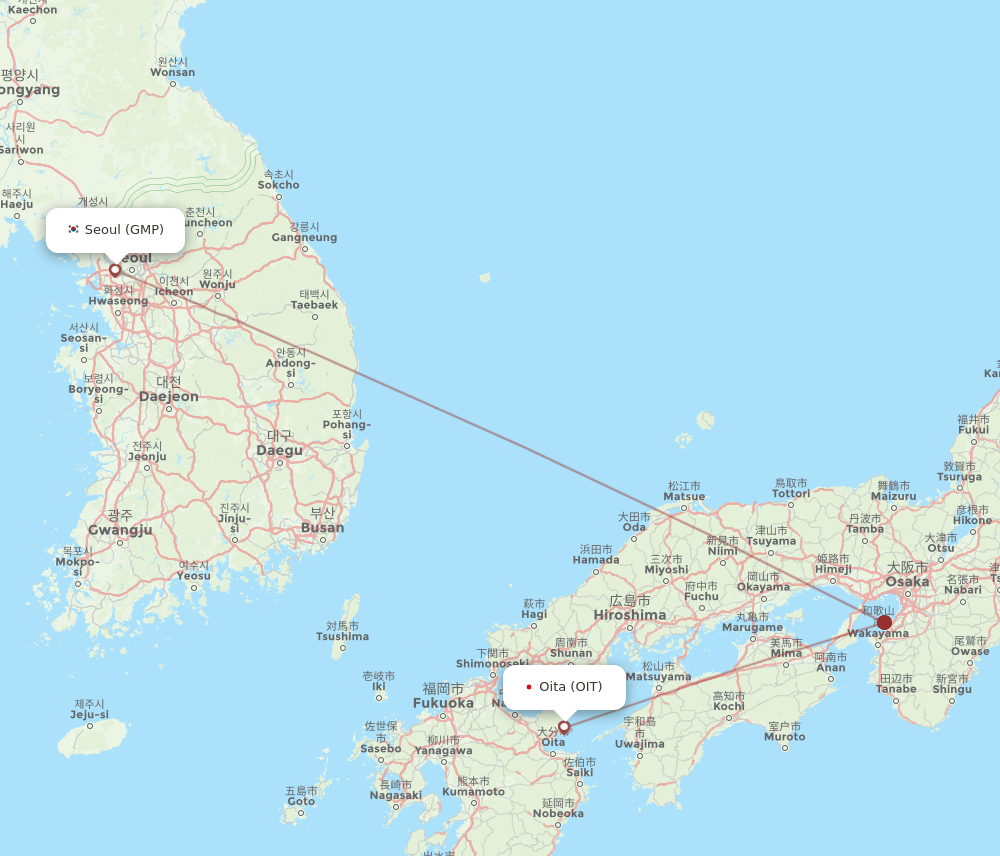 OIT to GMP flights and routes map