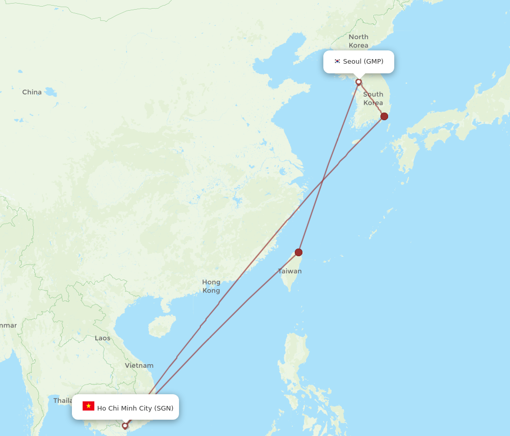 GMP to SGN flights and routes map