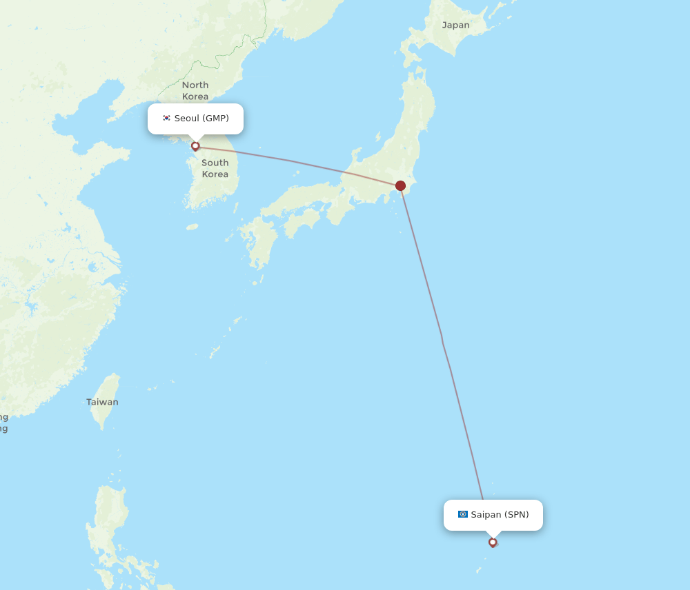 GMP to SPN flights and routes map