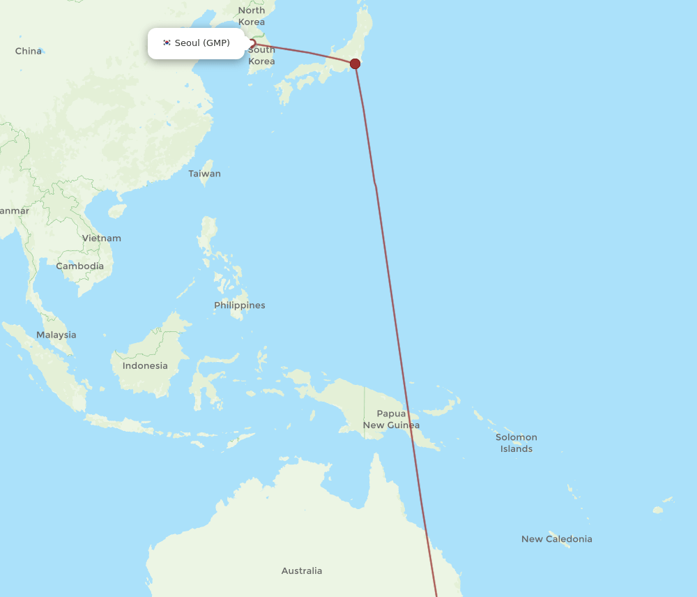 GMP to SYD flights and routes map