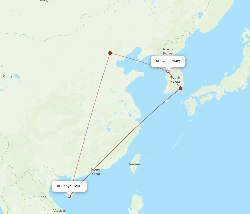 GMP to SYX flights and routes map