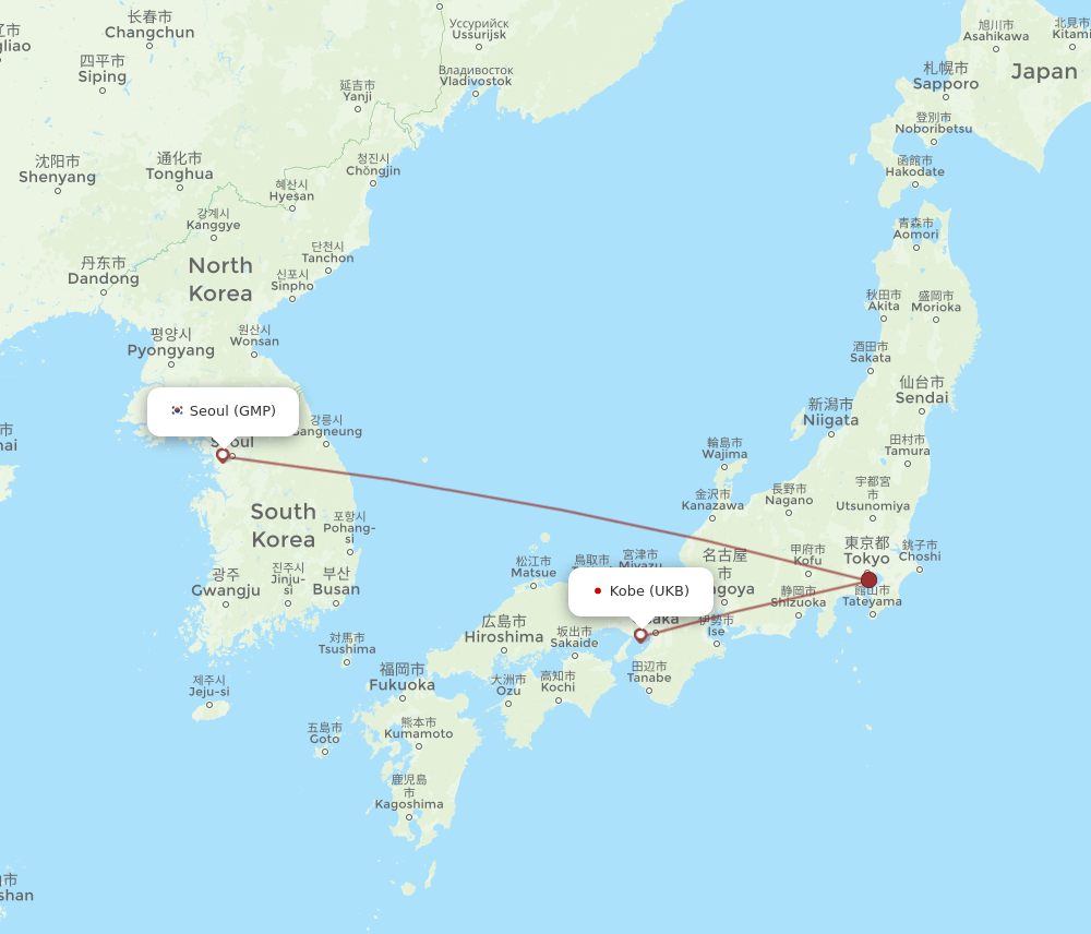 GMP-UKB flight routes
