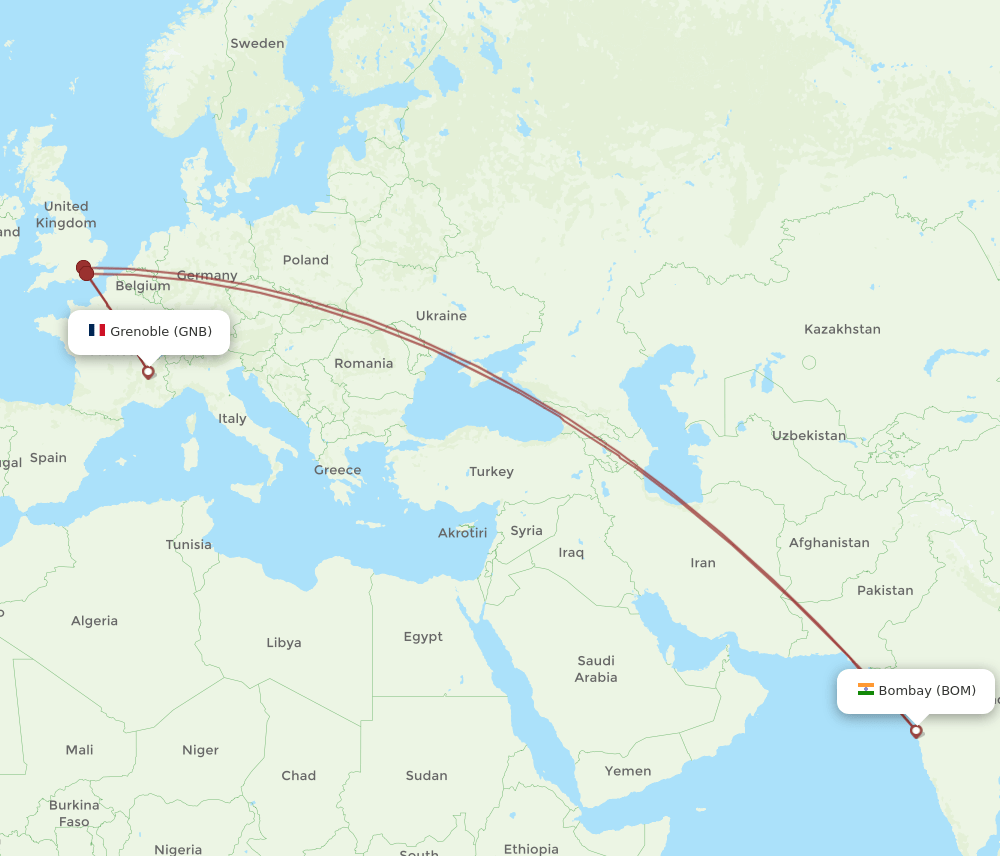 GNB-BOM flight routes