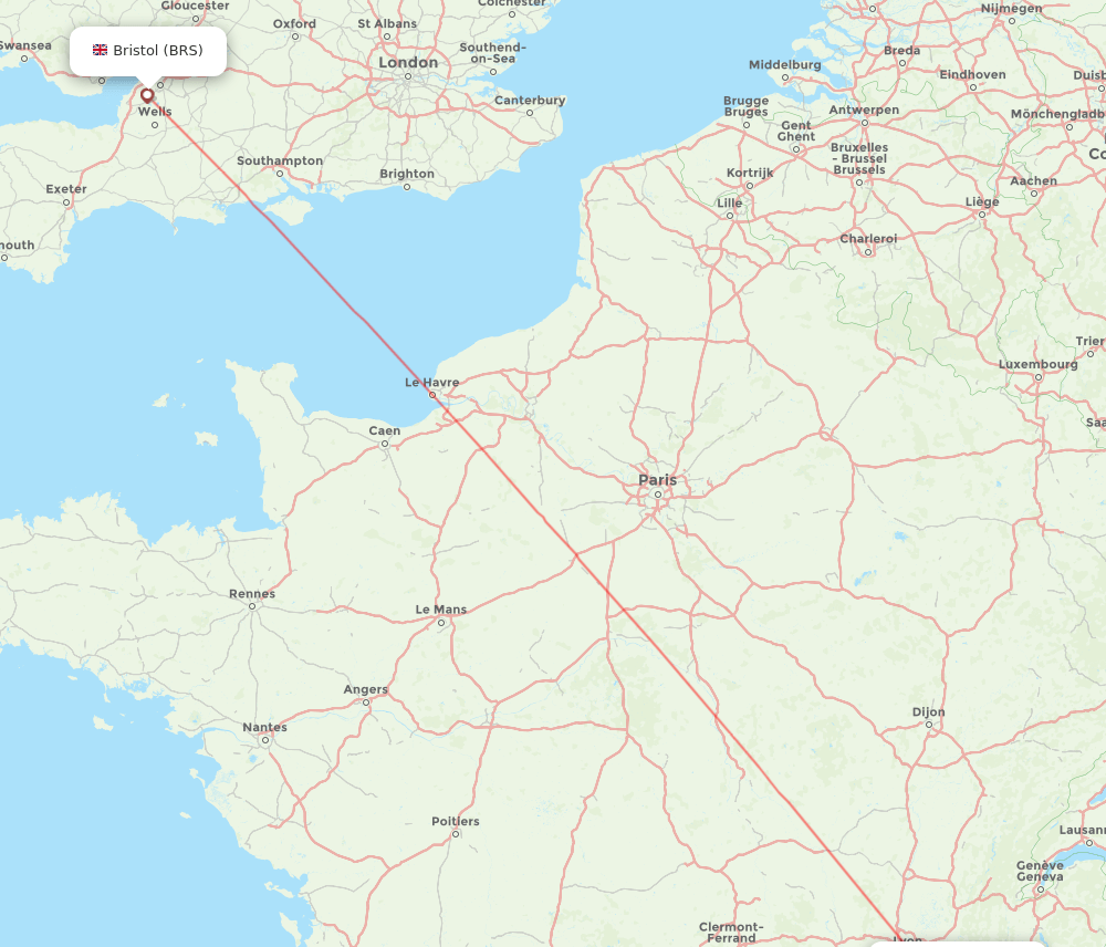 Grenoble - Bristol route map and flight paths