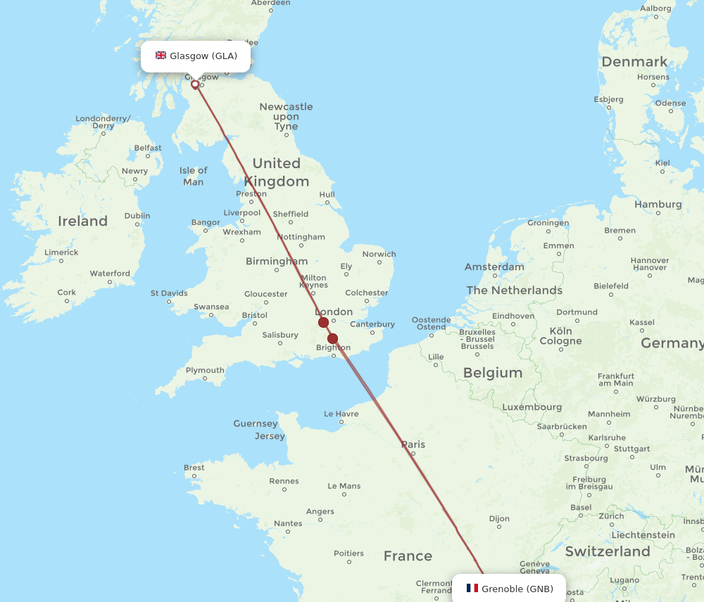 GNB-GLA flight routes