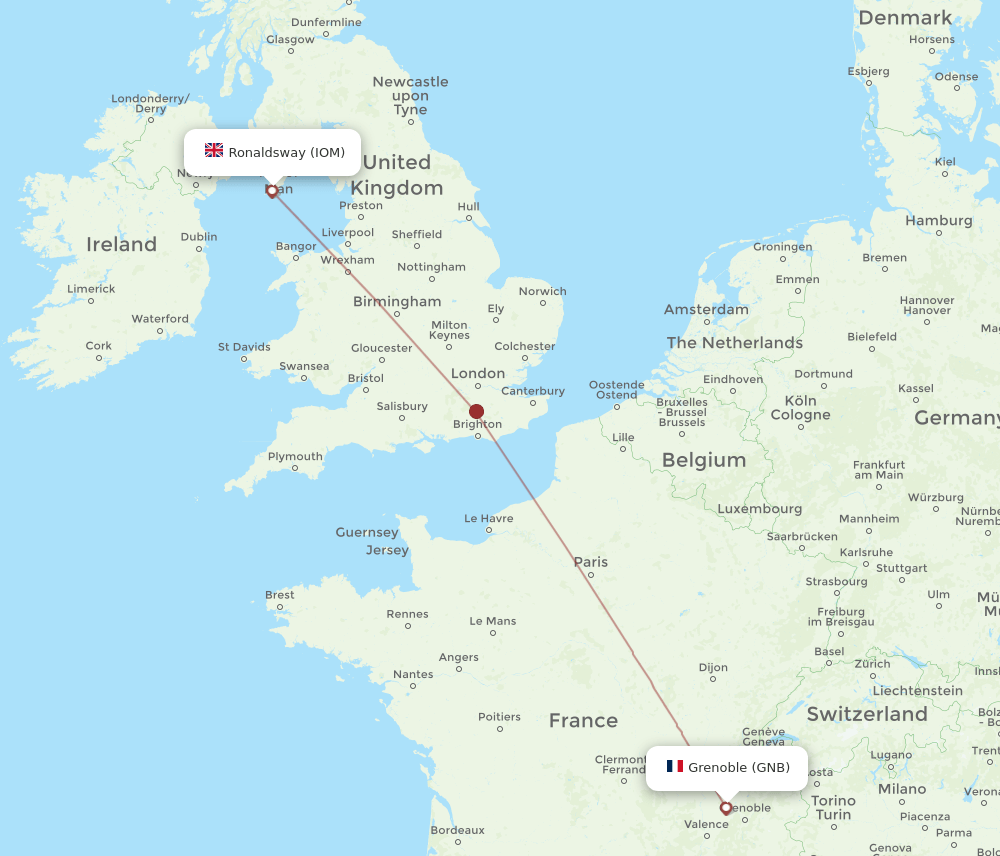 GNB to IOM flights and routes map