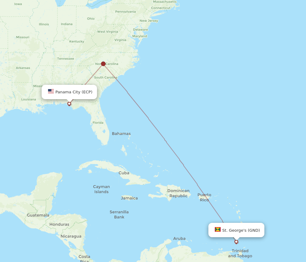 ECP to GND flights and routes map