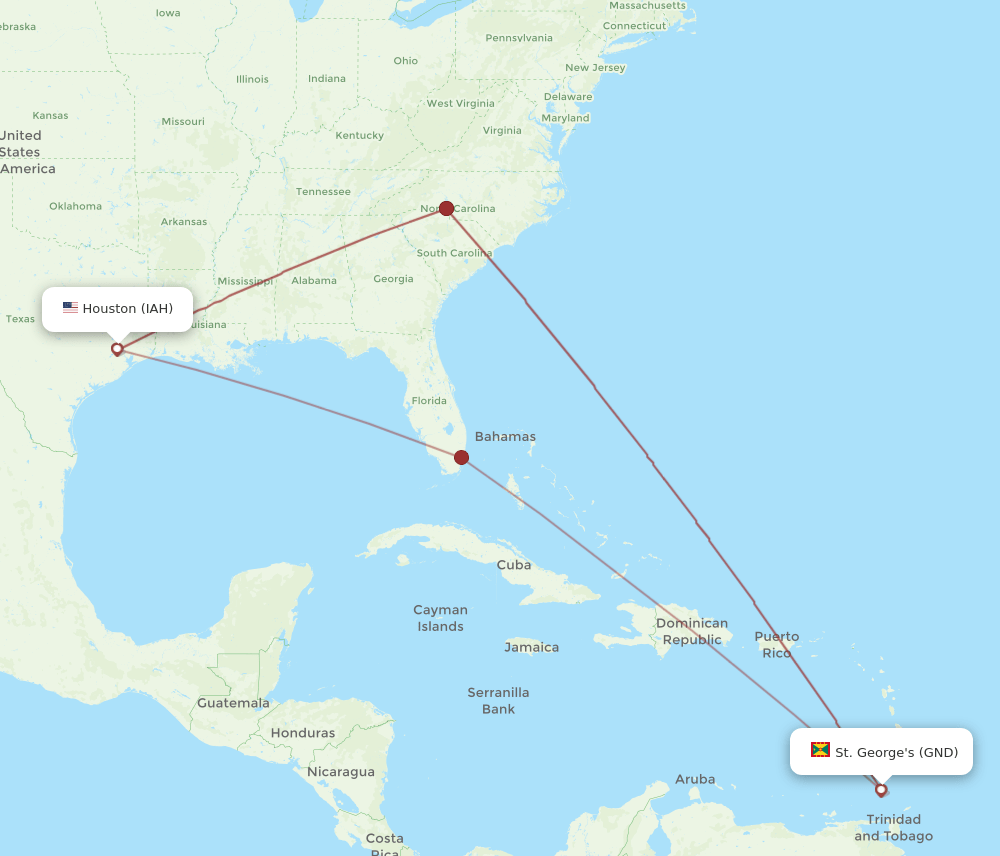 GND-IAH flight routes