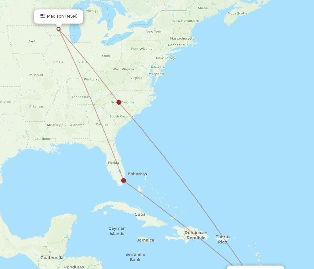 GND-MSN flight routes