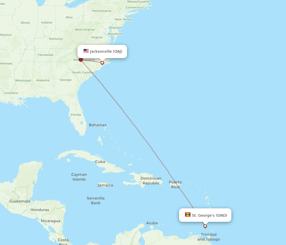 GND-OAJ flight routes