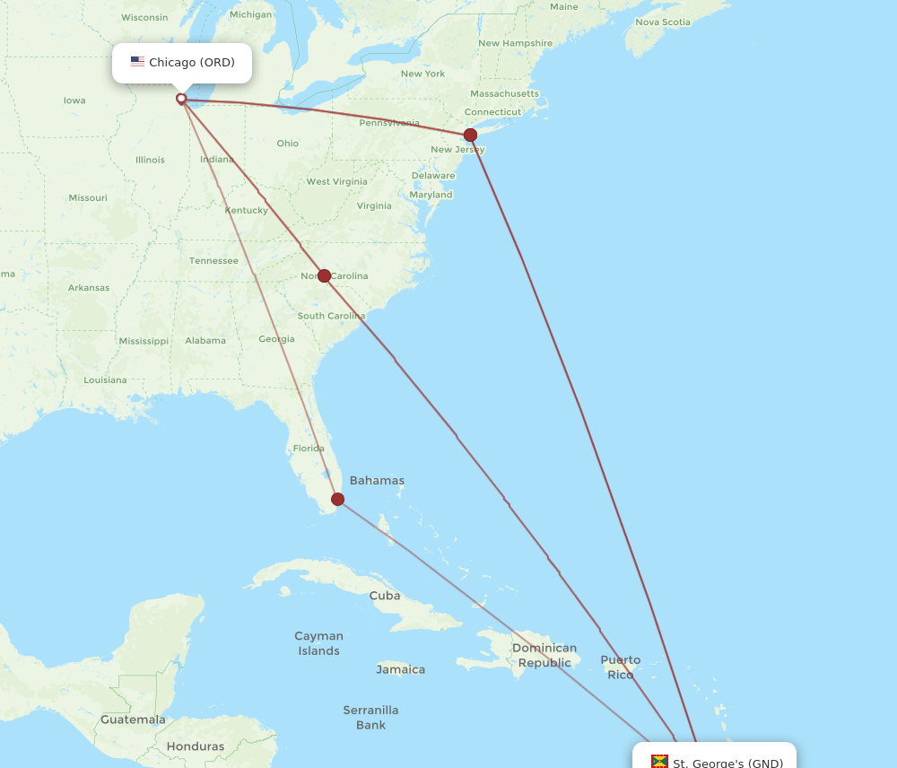 GND-ORD flight routes
