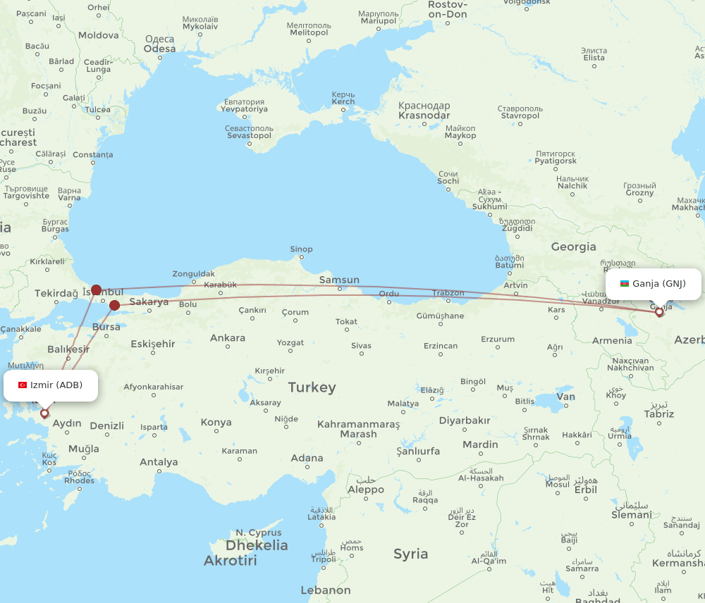 GNJ-ADB flight routes